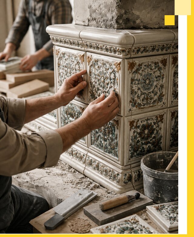 Изразцовые камины под ключ в Дедовске: проект и монтаж