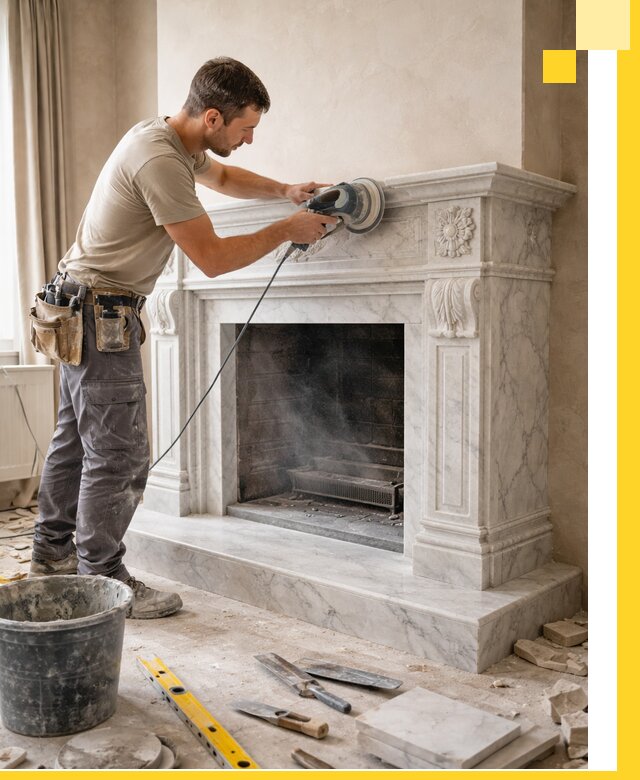 Изготовление и установка мраморных каминов в Дедовске под ключ