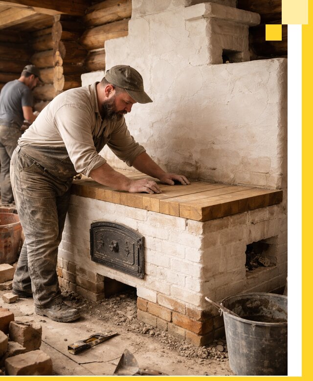 Проектирование и установка русской печи с лежанкой в Дедовске