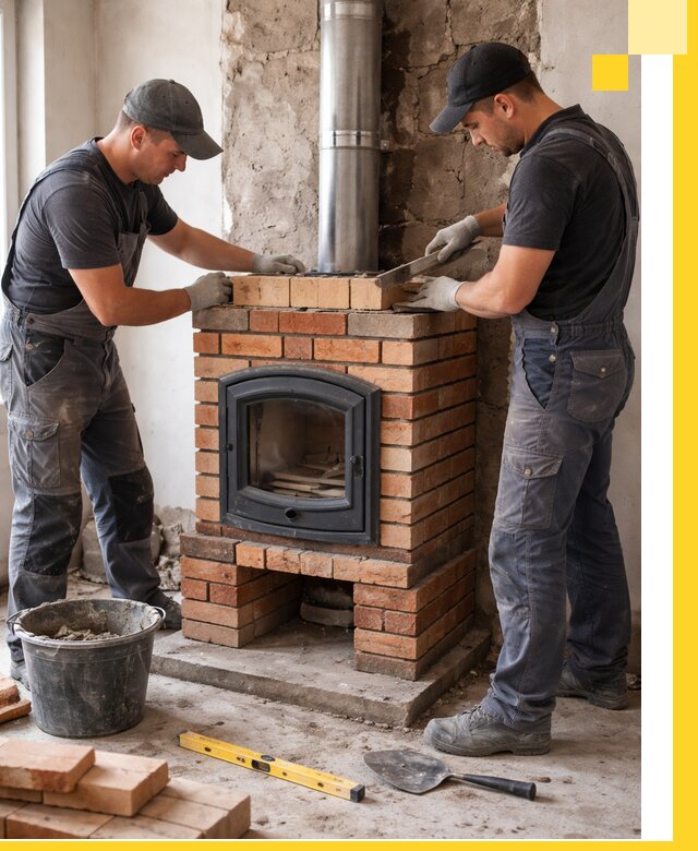 Монтаж печи камина под ключ в Дедовске с гарантией и пусконаладкой