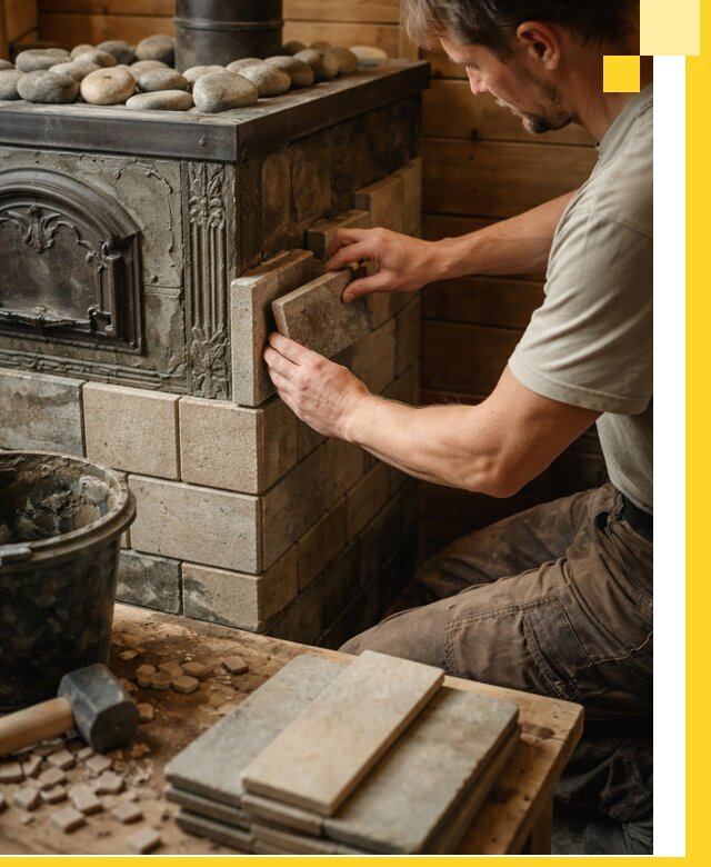 Облицовка банных печей в Дедовске профессиональная отделка