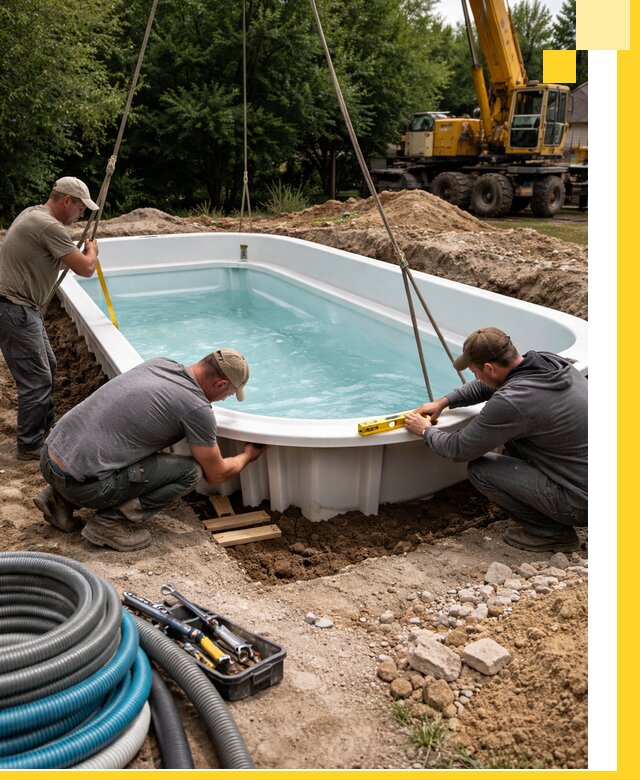 Установка и монтаж композитных бассейнов под ключ в Дедовске