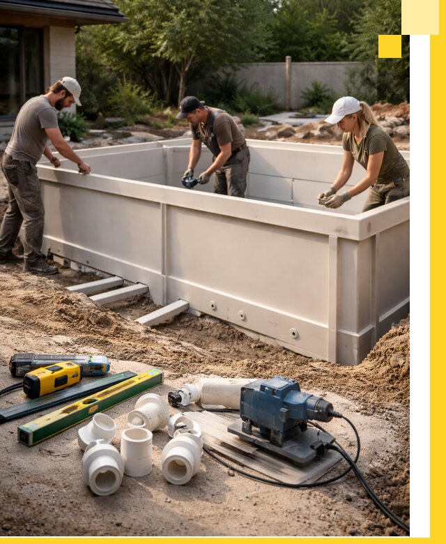 Установка полипропиленовых бассейнов под ключ в Дедовске