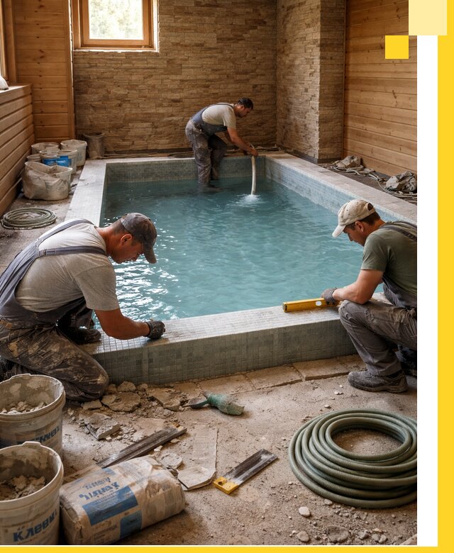 Проектирование и строительство бассейнов для бани в Дедовске