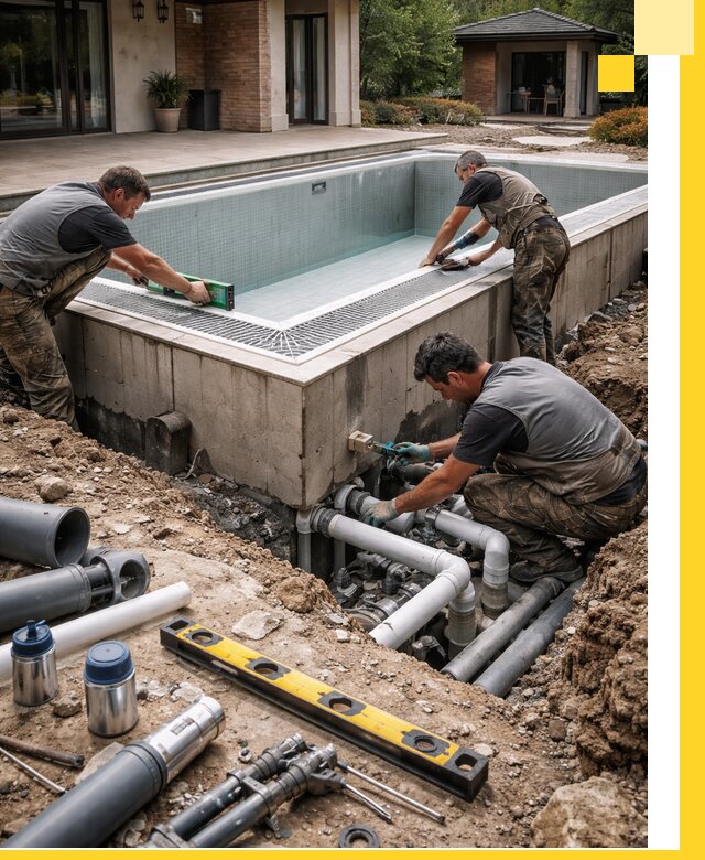 Строительство переливных бассейнов в Дедовске под ключ