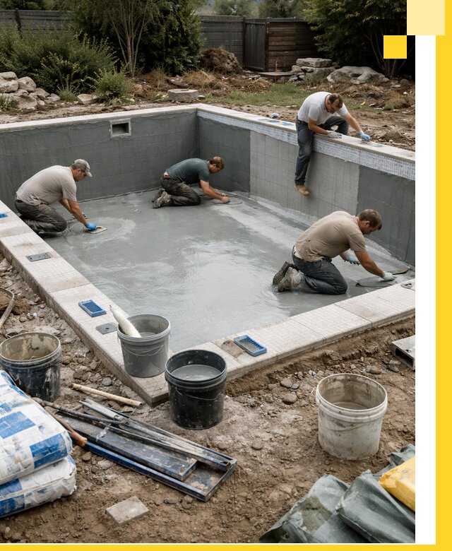 Изготовление и монтаж чаши бассейна под ключ в Дедовске