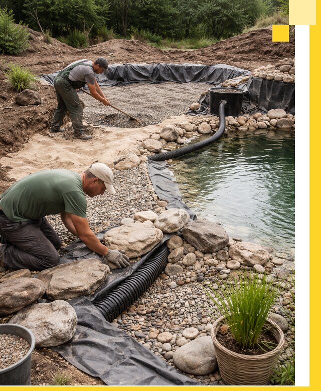 Строительство природных бассейнов и озер в Дедовске под ключ