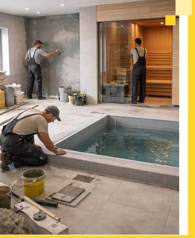 Проектирование и строительство сауны с бассейном в Дедовске