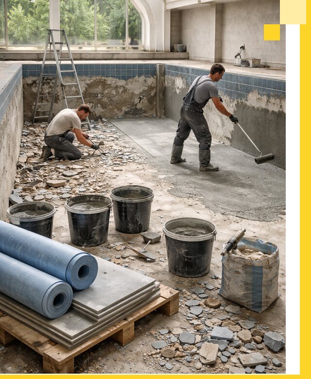 Реконструкция бассейнов в Дедовске: ремонт, гидроизоляция