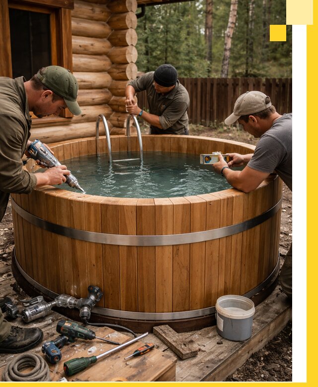 Строительство бань с купелью под ключ и отделкой в Дедовске