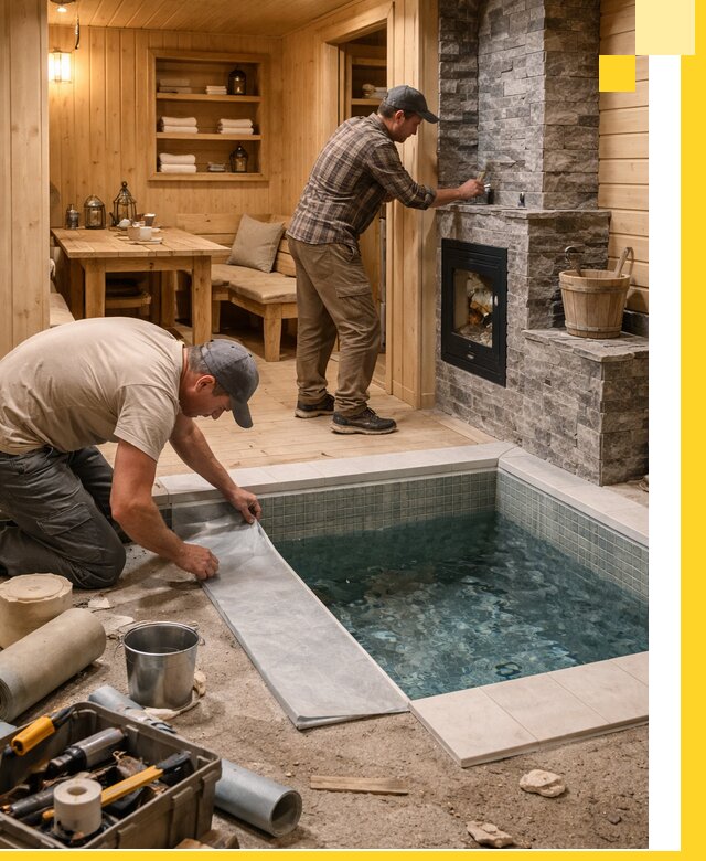 Строительство бань с комнатой отдыха под ключ в Дедовске