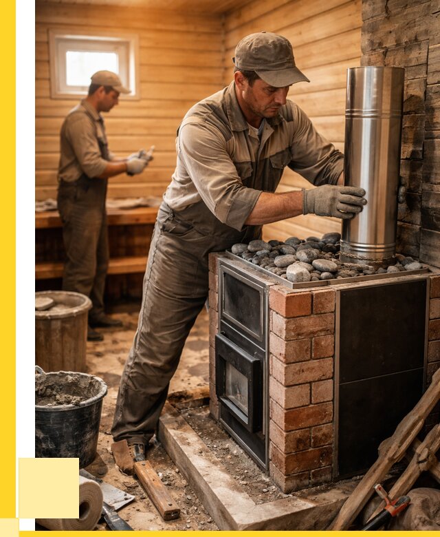 Монтаж печи в бане под ключ в Дедовске от 21990 р. | ЭриданДдв