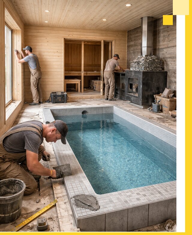 Проект бани с бассейном и сауной в Дедовске под ключ