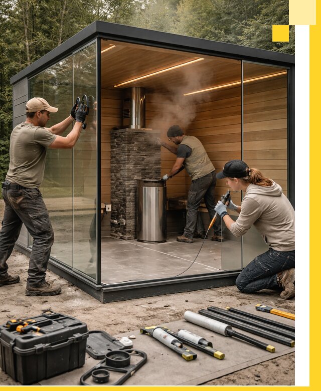 Проектирование и строительство стеклянных бань в Дедовске